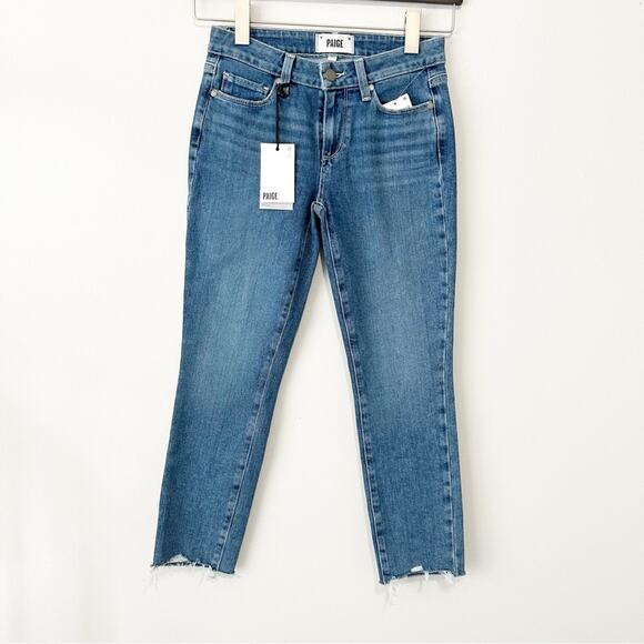 PAIGE Kylie crop jeans lariza distressed blue denim size 25 NWT new - Picture 2 of 10